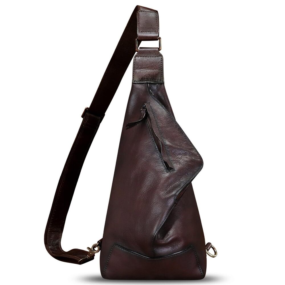 4586 Leather Sling Bag and Vintage Full Grain Leather Sling Purse Chest